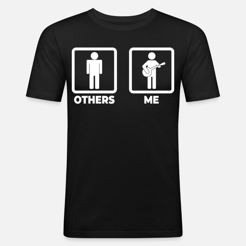 Banjo Strichmännchen - Männer Slim Fit T-Shirt - Schwarz