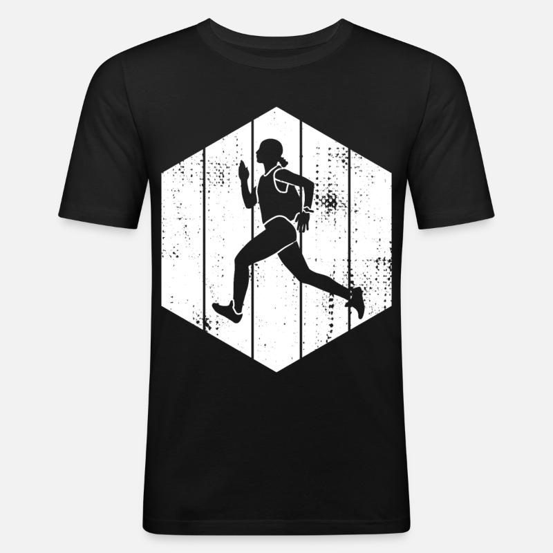 Läufer Mädchen - Männer Slim Fit T-Shirt - Schwarz