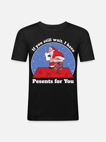 Père Noël drôle - T-shirt près du corps Homme - noir