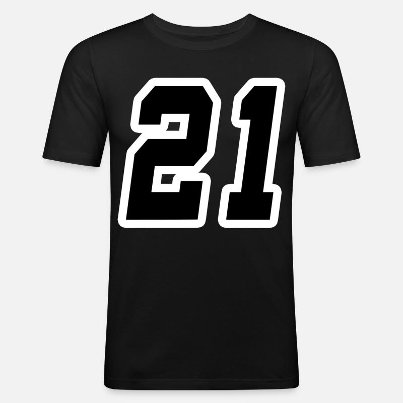 Nummer einundzwanzig 21 - Männer Slim Fit T-Shirt - Schwarz