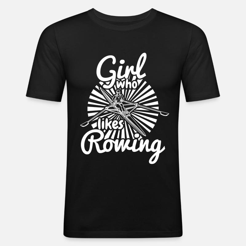Mädchen das gerne rudert - Männer Slim Fit T-Shirt - Schwarz