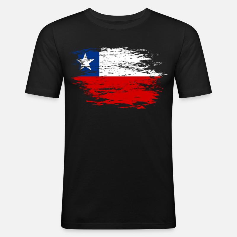 Drapeau chilien utilisé - T-shirt près du corps Homme - noir