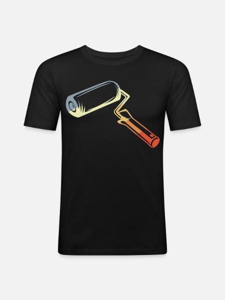 Retro Painter's Scroll Sketch - Men's Slim Fit T-Shirt - black