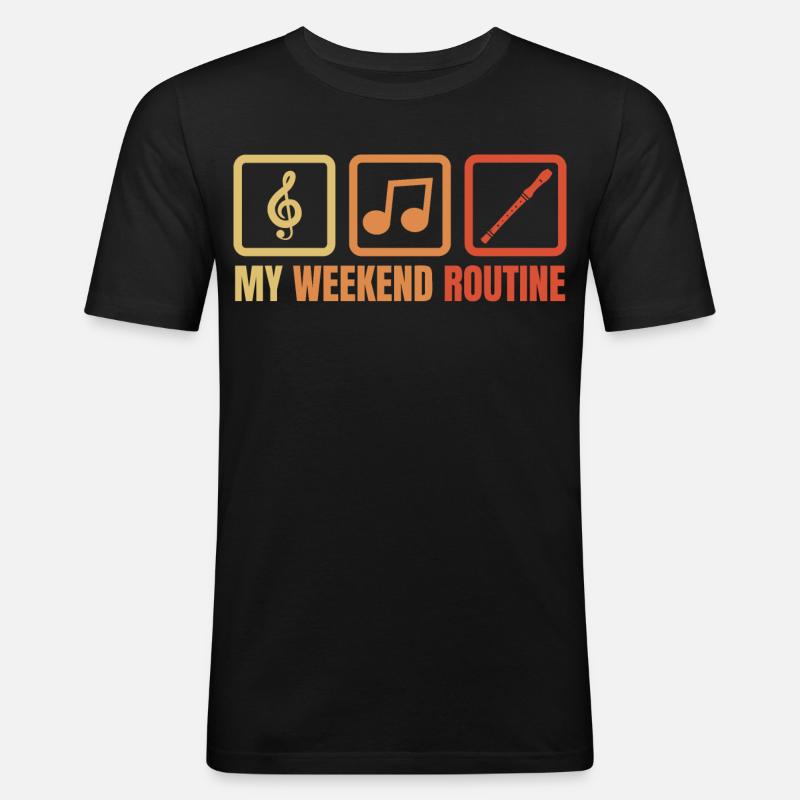 Flötisten Wochenendprogramm - Männer Slim Fit T-Shirt - Schwarz