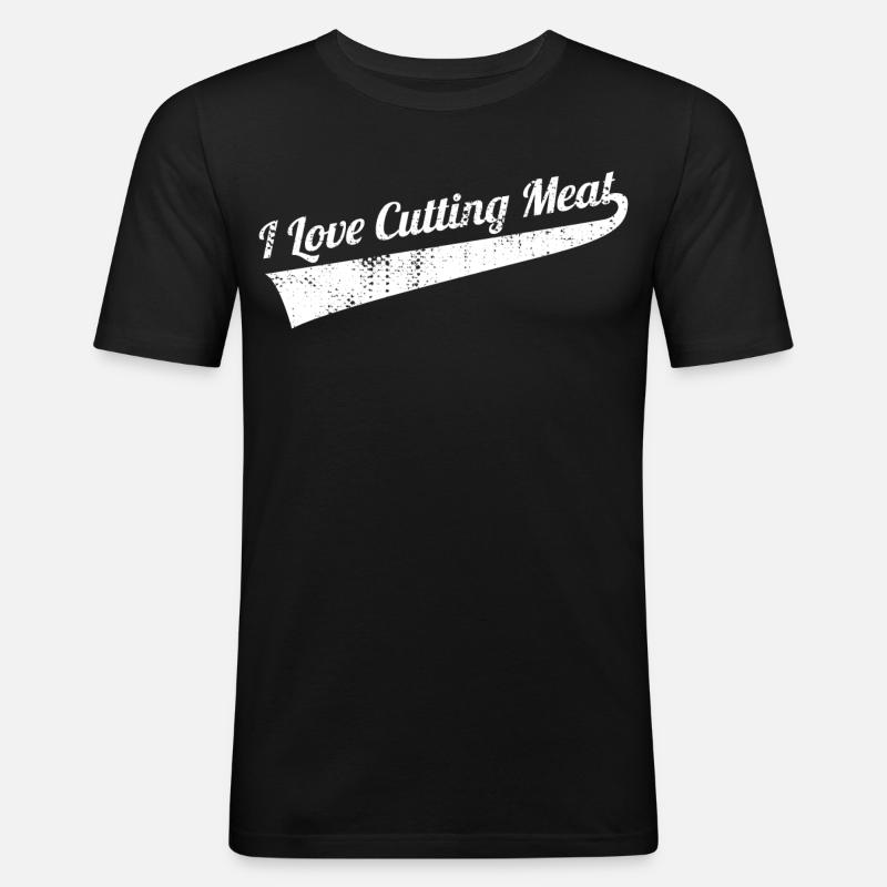 Fleisch schneiden - Männer Slim Fit T-Shirt - Schwarz