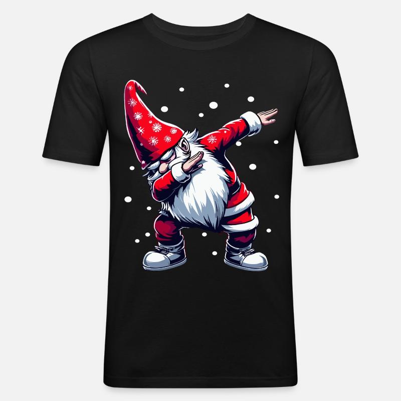 Dabbing Weihnachtsmann Dab Nikolaus - Männer Slim Fit T-Shirt - Schwarz