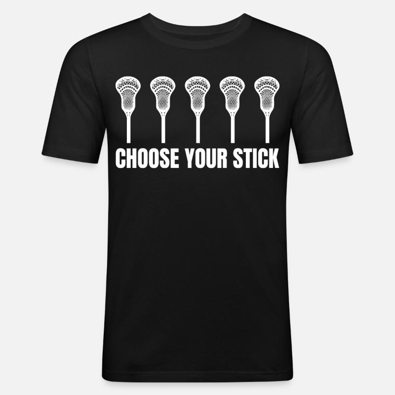 Lacrosse Schläger - Männer Slim Fit T-Shirt - Schwarz