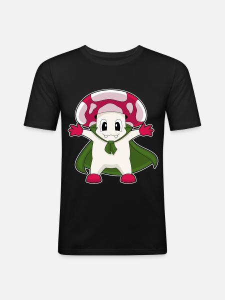 Vampire d’Halloween aux champignons - T-shirt près du corps Homme - noir