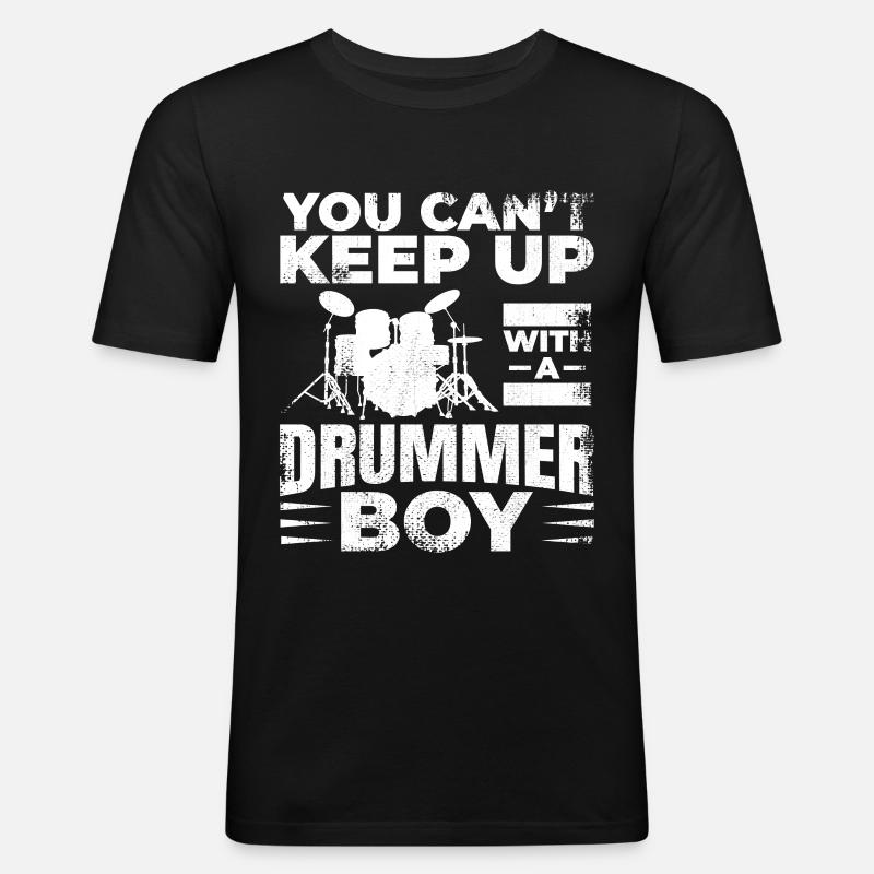 Drummer Junge - Männer Slim Fit T-Shirt - Schwarz