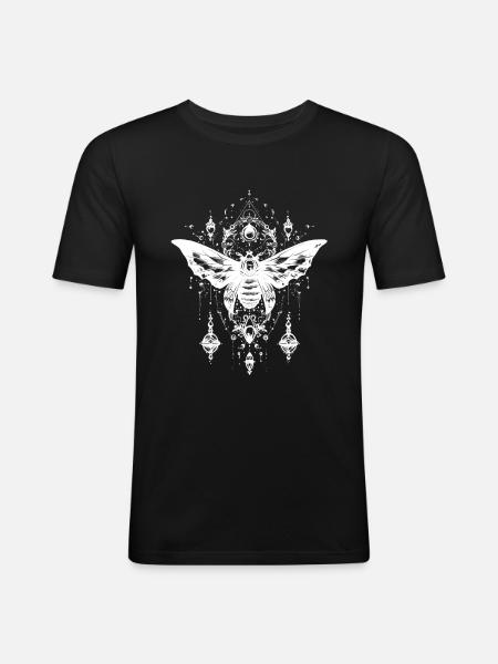 Mystical moth with magical ornaments - Men's Slim Fit T-Shirt - black