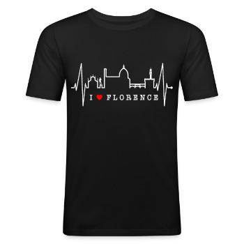Florence Skyline Italy Heartbeat I Love Firenze - Men's Slim Fit T-Shirt - black - Front - Nik (191cm)