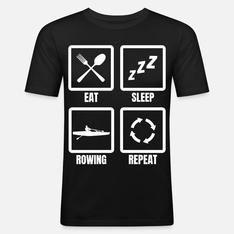 Manger, dormir, ramer, répéter - T-shirt près du corps Homme - noir