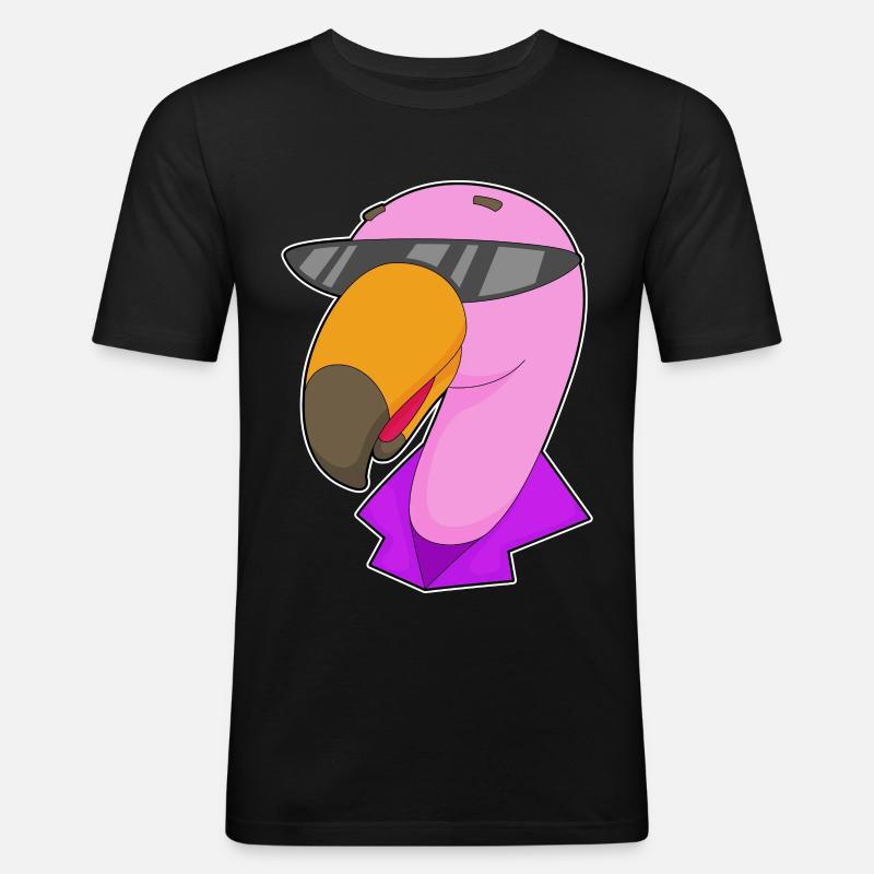 Flamingo Sonnenbrille - Männer Slim Fit T-Shirt - Schwarz