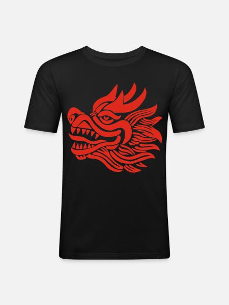 Chinese Dragon Head (Red) - Men's Slim Fit T-Shirt - black