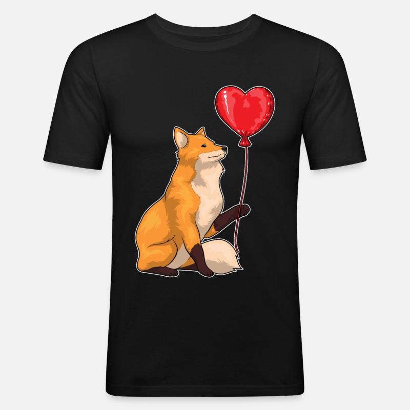 Fuchs Luftballon - Männer Slim Fit T-Shirt - Schwarz