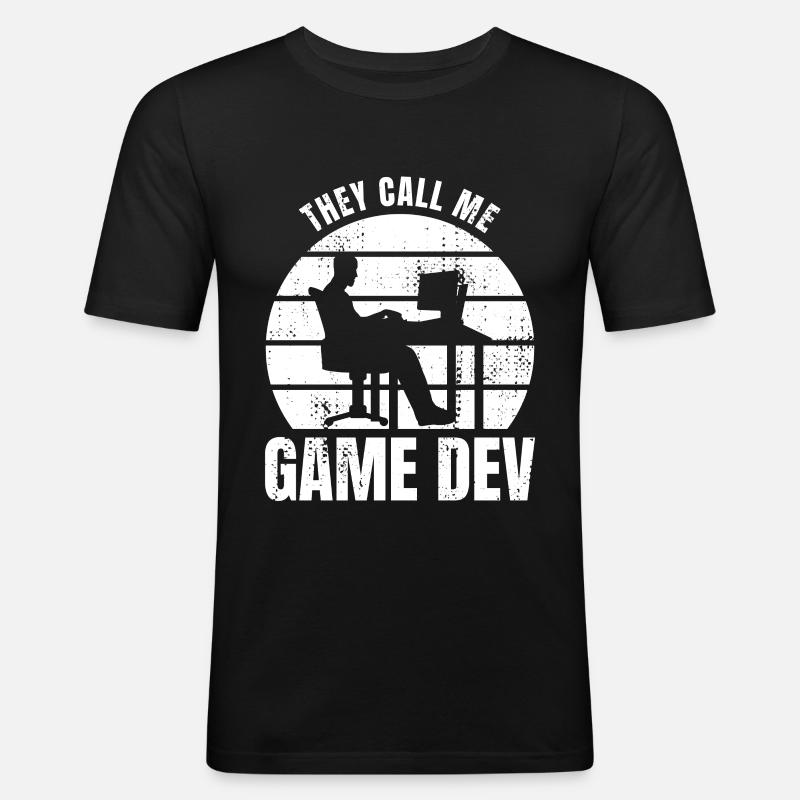 Sie nennen mich Game Dev - Männer Slim Fit T-Shirt - Schwarz