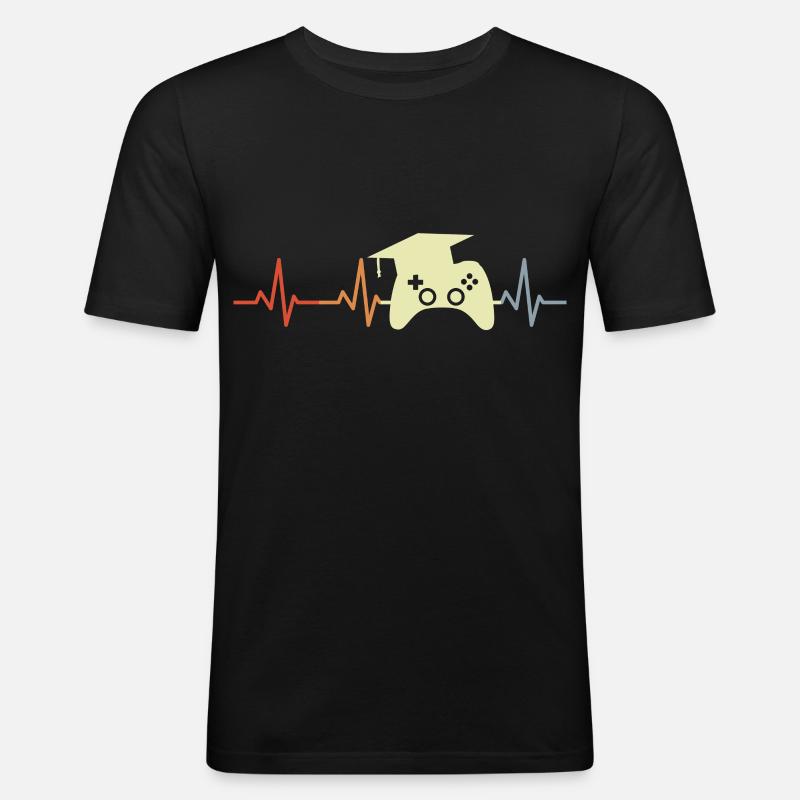 Spielprogrammierer Herzschlag - Männer Slim Fit T-Shirt - Schwarz