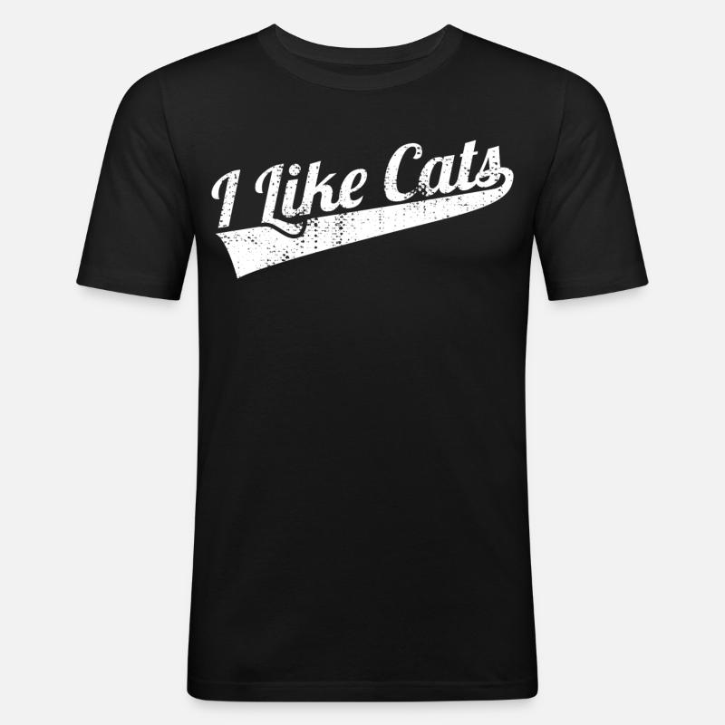 Ich mag Katzen - Männer Slim Fit T-Shirt - Schwarz