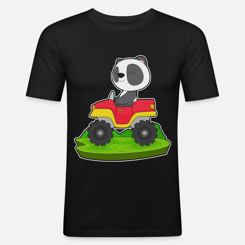 Panda Auto - Männer Slim Fit T-Shirt - Schwarz