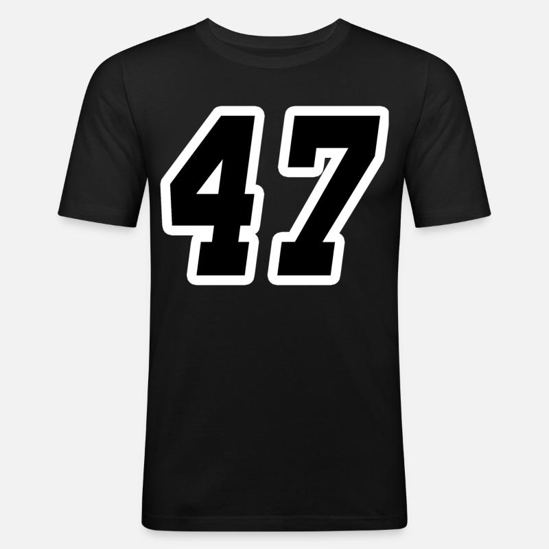 Nummer siebenundvierzig 47 - Männer Slim Fit T-Shirt - Schwarz
