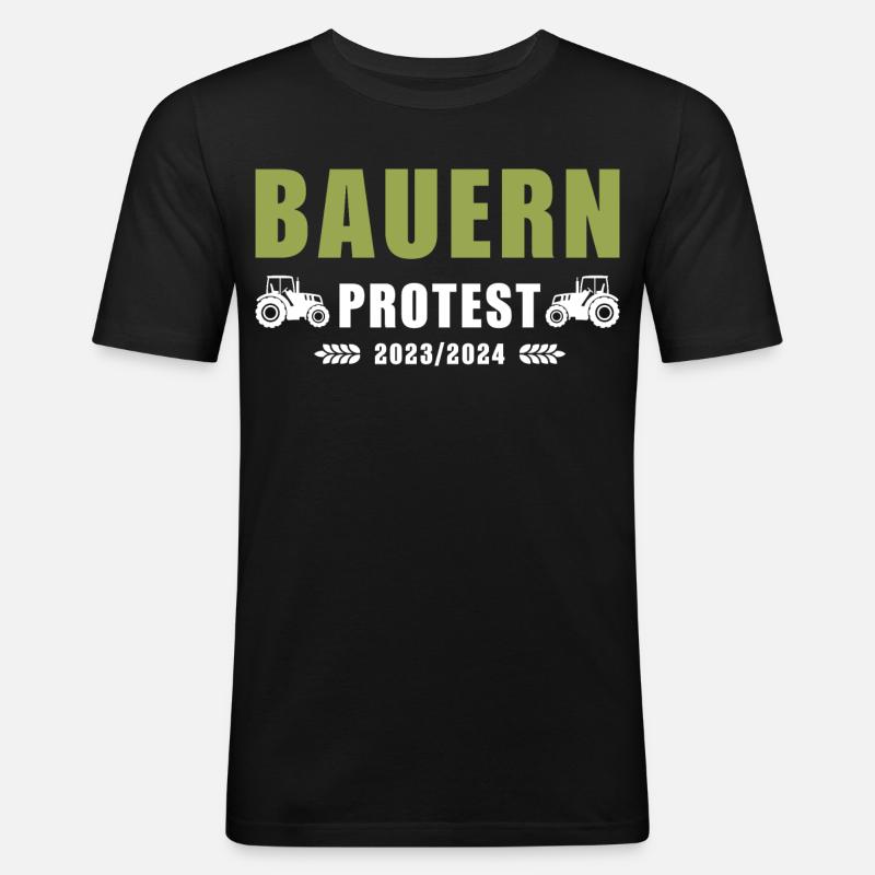 Bauernproteste 2023-2024 - Männer Slim Fit T-Shirt - Schwarz