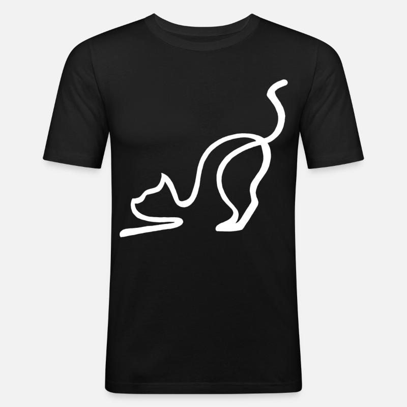 Weiße Katze Equisse - Männer Slim Fit T-Shirt - Schwarz
