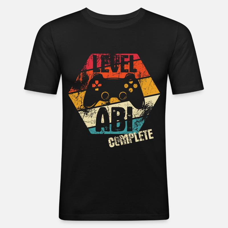 ABI - Level complete - Controller - Gamer - Männer Slim Fit T-Shirt - Schwarz