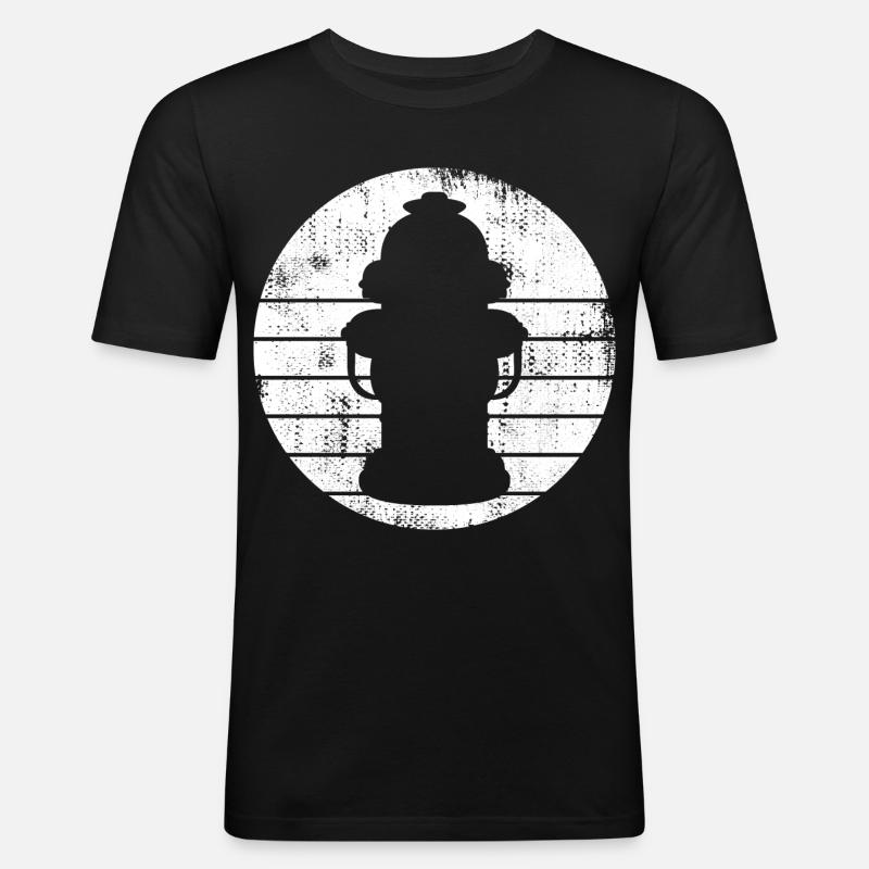 Feuer Hydrant Zeichnung - Männer Slim Fit T-Shirt - Schwarz
