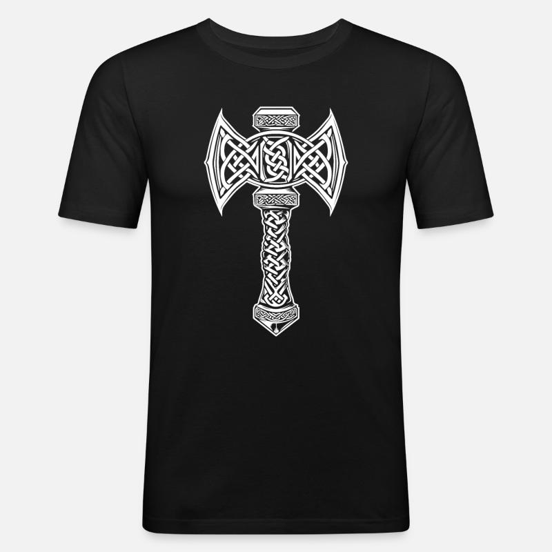 Mjöllnir Wikinger-Symbol - Männer Slim Fit T-Shirt - Schwarz