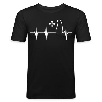 Veterinary Cat Heartbeat - Men's Slim Fit T-Shirt - black - Front - Nik (191cm)
