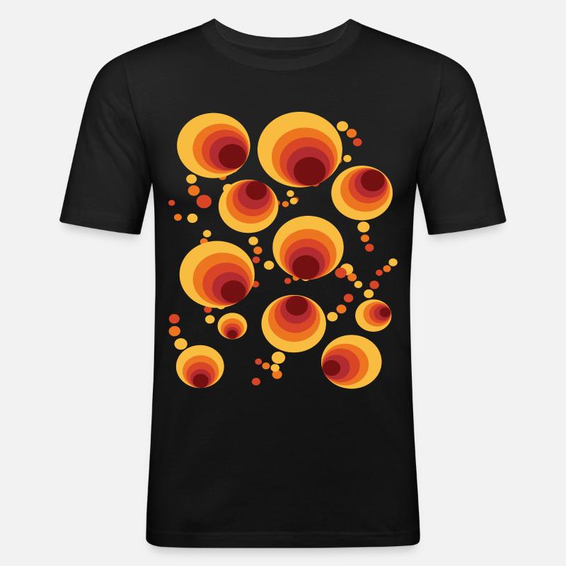 Abstraktes Polka Dots Kreismuster - Männer Slim Fit T-Shirt - Schwarz