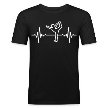 Mein Herz schlägt für Yoga - Männer Slim Fit T-Shirt - Schwarz - Vorne - Nik (191cm)