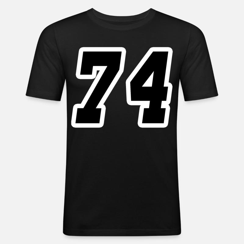 Nummer vierundsiebzig 74 - Männer Slim Fit T-Shirt - Schwarz
