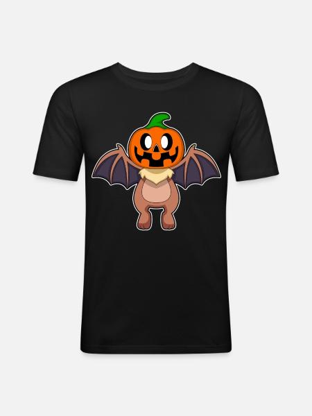 Bat Halloween Pumpkin - Men's Slim Fit T-Shirt - black