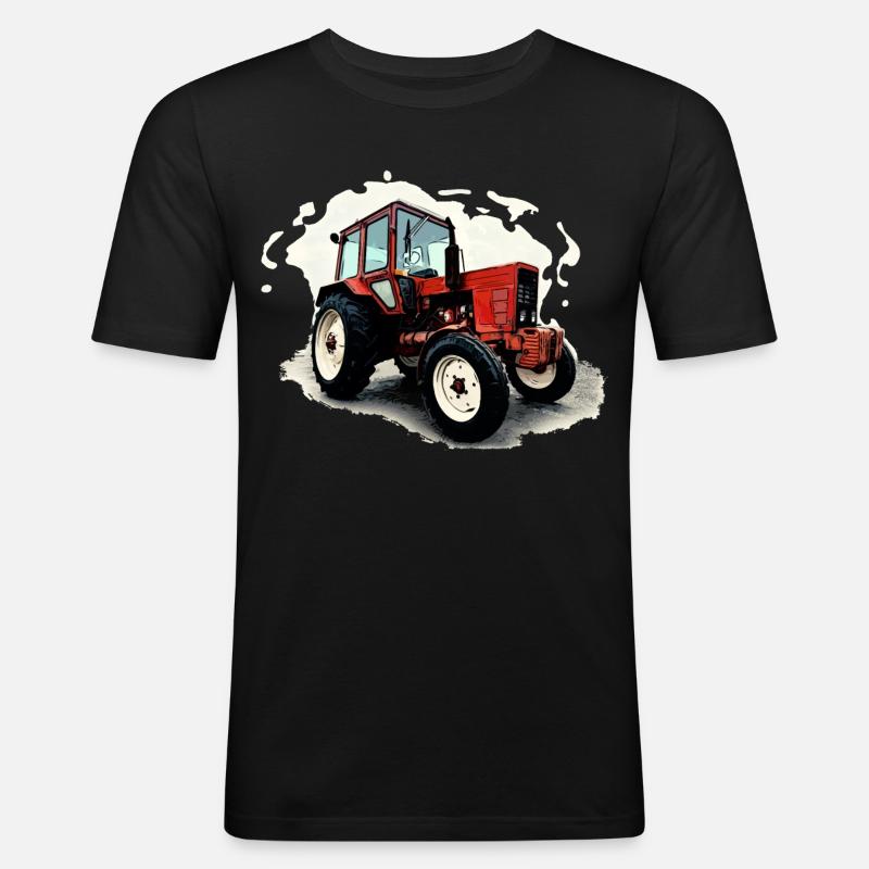 Traktor Belarus MTS 550 - Männer Slim Fit T-Shirt - Schwarz