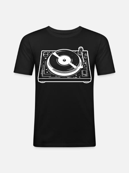 DJ Turntable - Männer Slim Fit T-Shirt - Schwarz