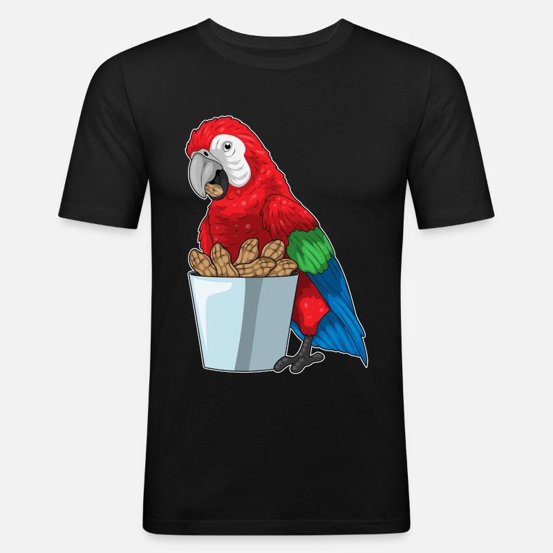 Papagei Erdnüsse - Männer Slim Fit T-Shirt - Schwarz