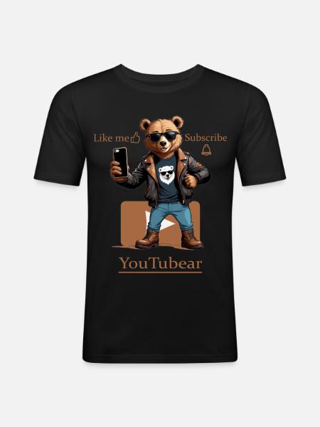 Funny YouTubear - Men's Slim Fit T-Shirt - black
