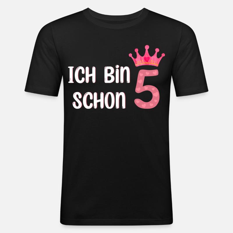 ich bin schon 5 - Männer Slim Fit T-Shirt - Schwarz