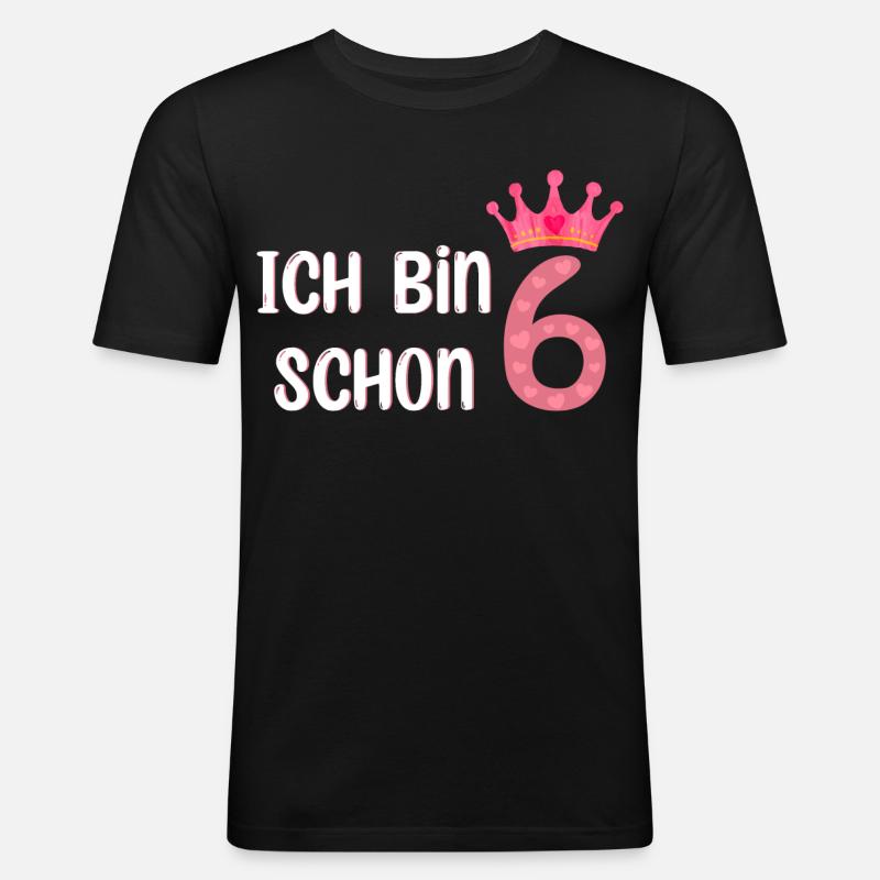 Ich Bin Schon 6 - Männer Slim Fit T-Shirt - Schwarz
