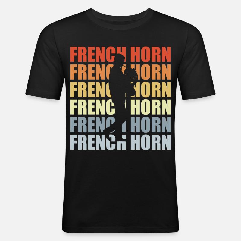 Retro Horn - Männer Slim Fit T-Shirt - Schwarz