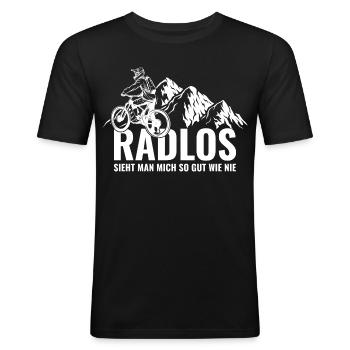 Mountainbike Radlos sieht man mich so gut wie nie - Männer Slim Fit T-Shirt - Schwarz - Vorne - Nik (191cm)