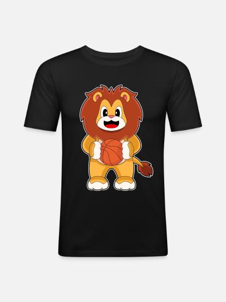 Lion Basketball Player Basketball - Men's Slim Fit T-Shirt - black