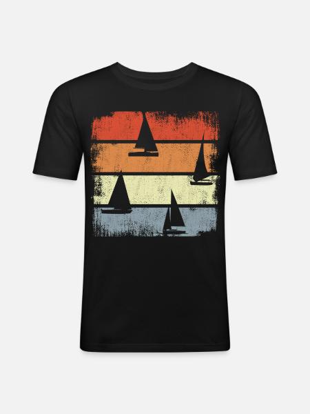 Voiliers d’époque - T-shirt près du corps Homme - noir