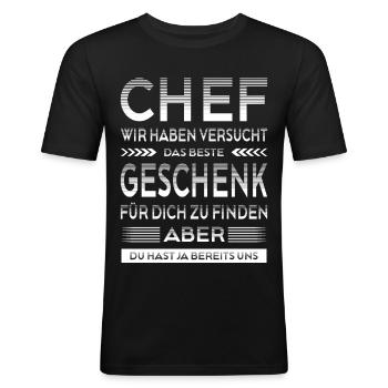 Bester Chef Geschenk Lustiger Spruch Mitarbeiter - Männer Slim Fit T-Shirt - Schwarz - Vorne - Nik (191cm)