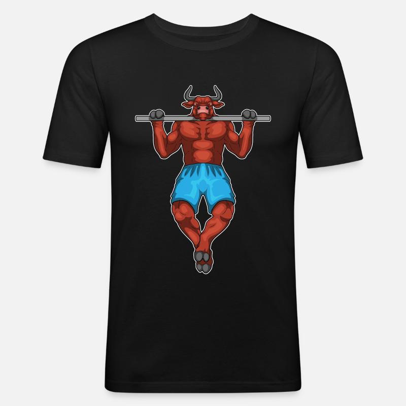 Taurus Bodybuilder Pull-Ups Musculation - T-shirt près du corps Homme - noir