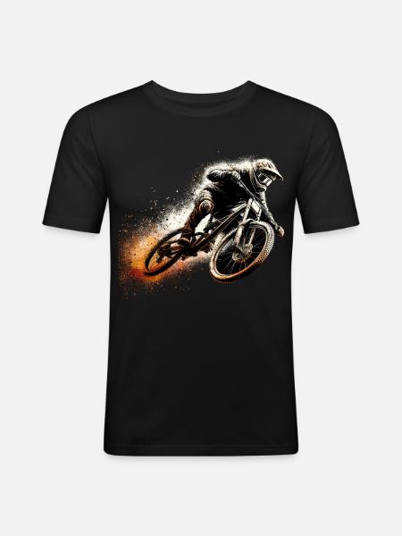 MTB Mountainbiking Mountainbiken Geschenk - Männer Slim Fit T-Shirt - Schwarz