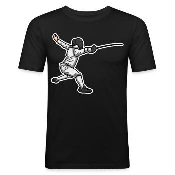 Kleiner Fechter - Männer Slim Fit T-Shirt - Schwarz - Vorne - Nik (191cm)