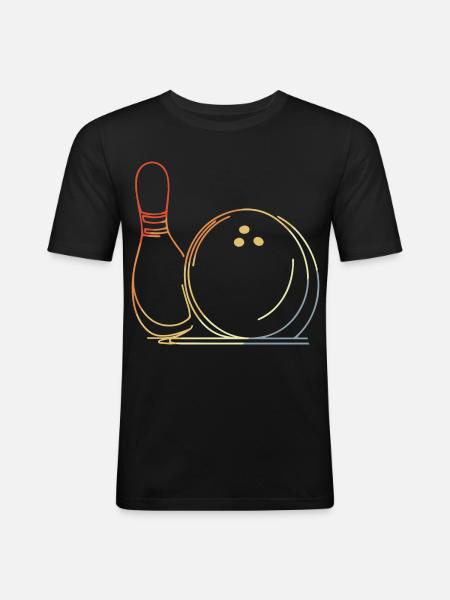 Bowling Ball and Pin Sketch - Men's Slim Fit T-Shirt - black