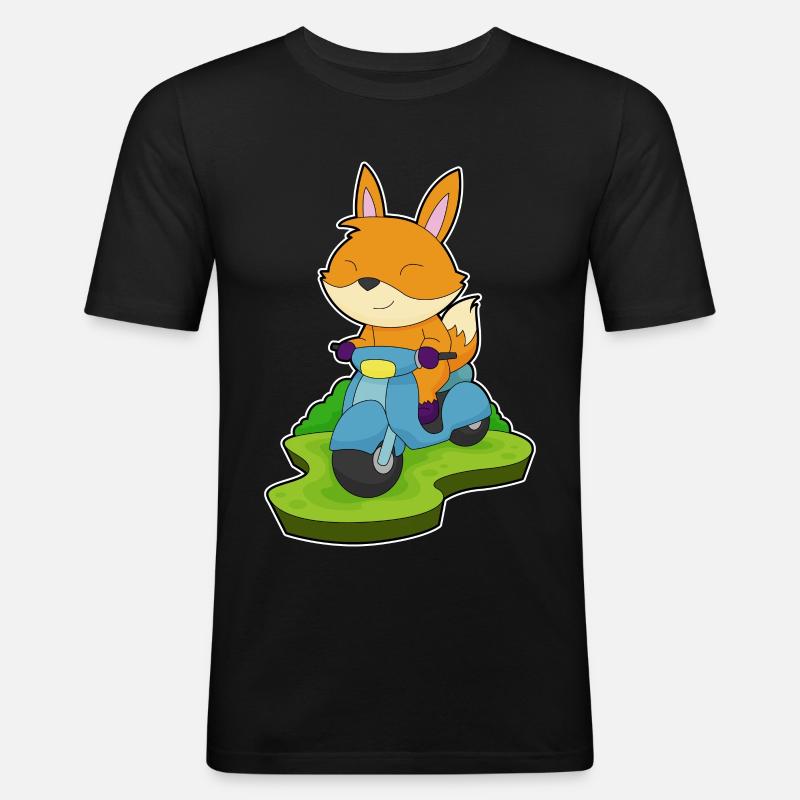 Fuchs Motorroller - Männer Slim Fit T-Shirt - Schwarz